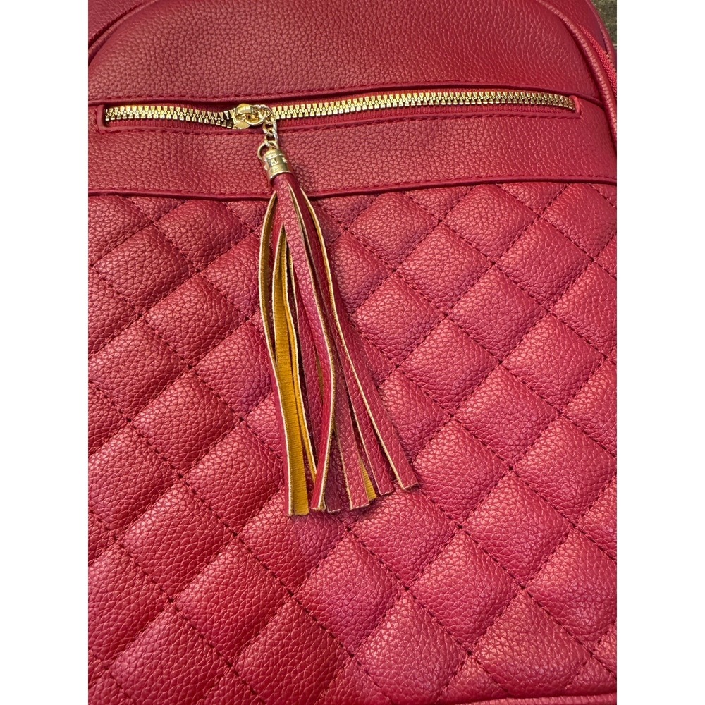 Red Quilted Mommy And Me Backpack Nesting 3 Pieces Vegan‎ Leather PETA Approved - Picture 4 of 16